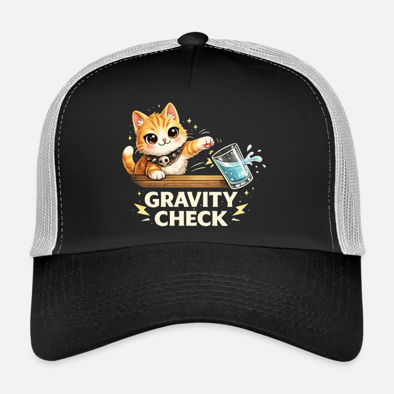 Déclaration drôle de chat Gravity Check Casquette trucker 