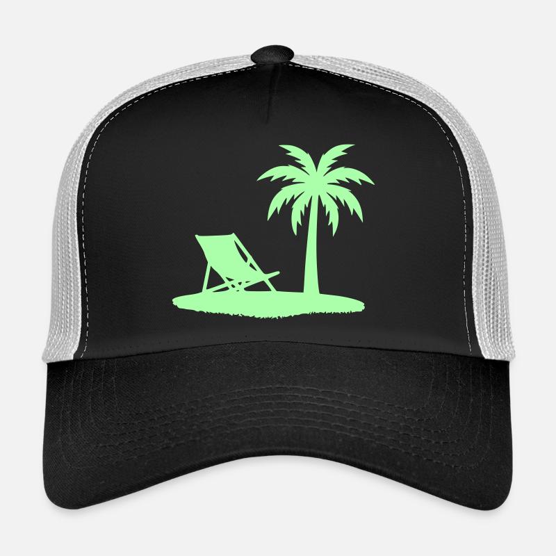Vector de plage de chaises longues en palmier Casquette trucker 