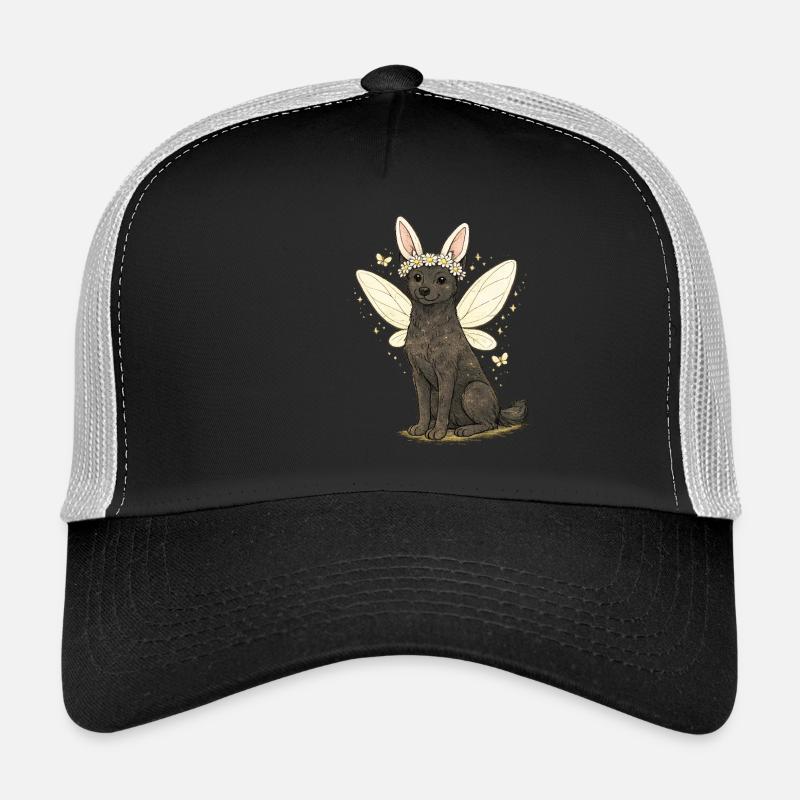 Chien Fée aux Ailes Nuageuses avec couronne de fleurs Aleu Kelpie Casquette trucker 