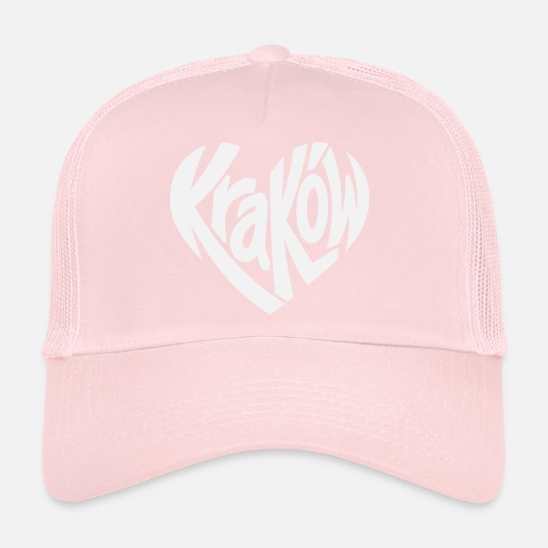 Krakow, Krakow Heart Typo Logo Trucker Cap