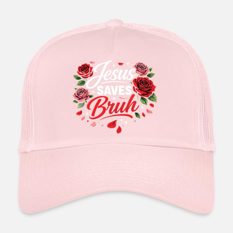 Jésus sauve Bruh Écriture florale Casquette trucker 