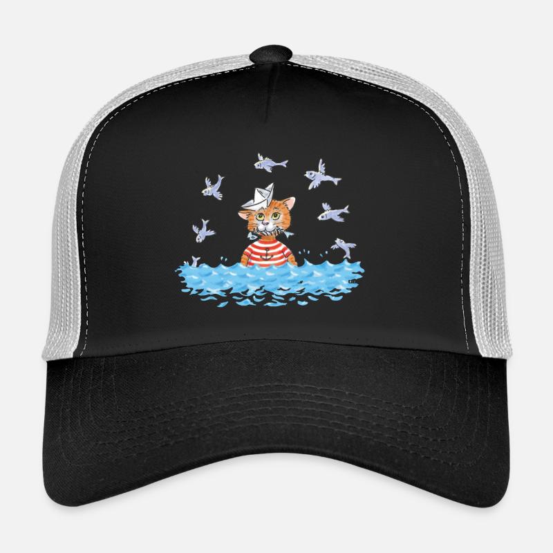 chat de pêche - Casquette trucker  - noir/gris pierre