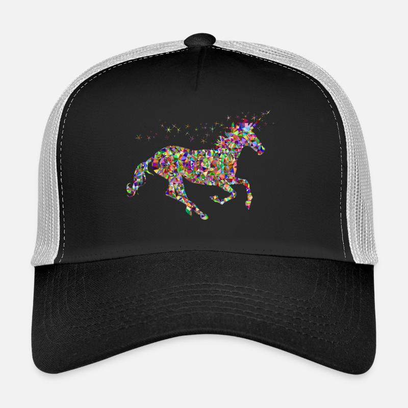buntes mythisches springendes glitzer Einhorn - Trucker Cap - Schwarz/Steingrau
