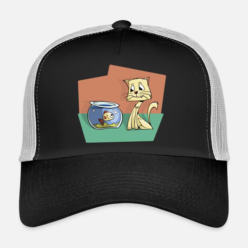 Chat avec des poissons Casquette trucker 