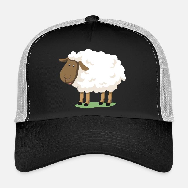 White Sheep – Illustration mignonne pour enfants Casquette trucker 