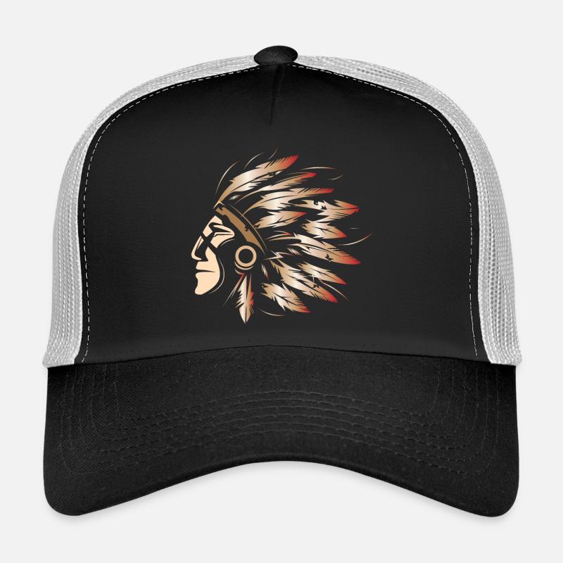 Indianer Symbol Illustration Farben Häuptling icon - Trucker Cap - Schwarz/Steingrau