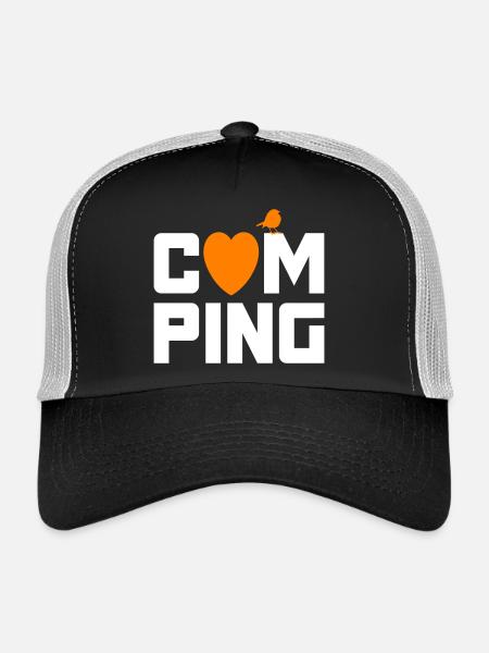 Camping Spatz Heart Camper Cool Quotes Fan Holiday - Trucker Cap - black/stone grey - Front