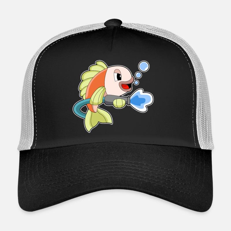 Fish Firefighter Fire Hose Fire Hose Fire Brigade Trucker Cap