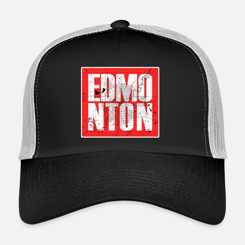 Edmonton Stadtkarte – Kanada Urban Design - Trucker Cap - Schwarz/Steingrau
