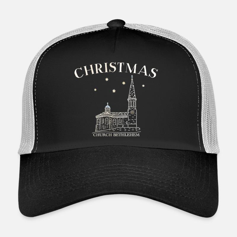 Dessin de l’église de Noël de Bethléem - Casquette trucker  - noir/gris pierre
