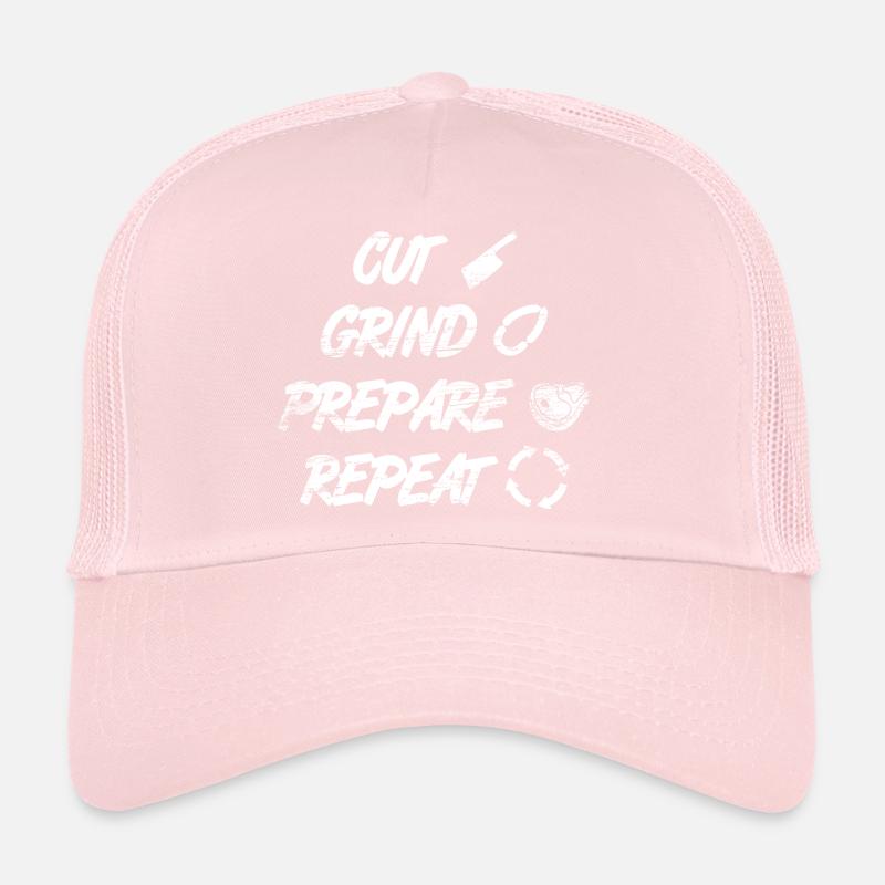 Cutting, grinding, preparing Trucker Cap