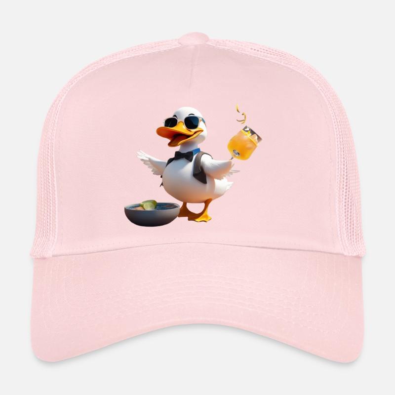 Sunglasses Duck Toasting Beer Trucker Cap