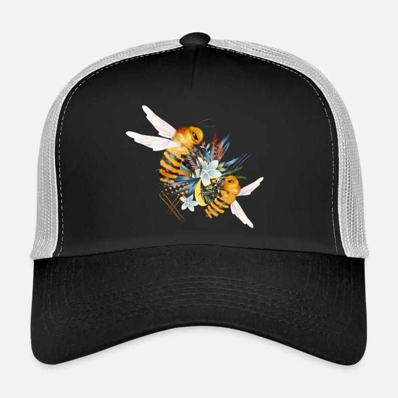 Two flying bees hand drawn Trucker Cap