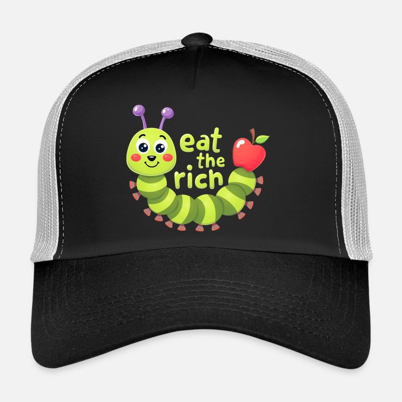 Mangez le riche affamé mignon ver chenille Casquette trucker 