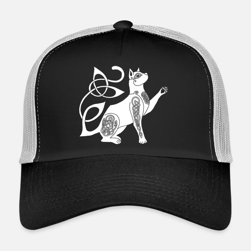 Keltische weiße Katze - Trucker Cap - Schwarz/Steingrau