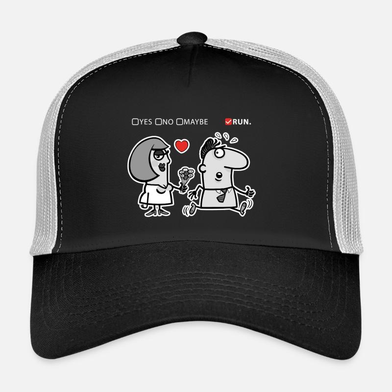 Liebe oder Flucht – Unkonventioneller Humor (Dark Version) - Trucker Cap - Schwarz/Steingrau