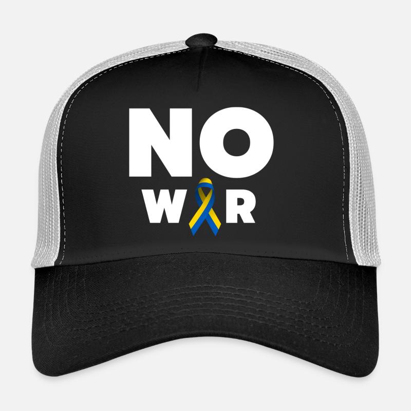 No War Text mit ukrainischer Solidaritätsschleife Trucker Cap