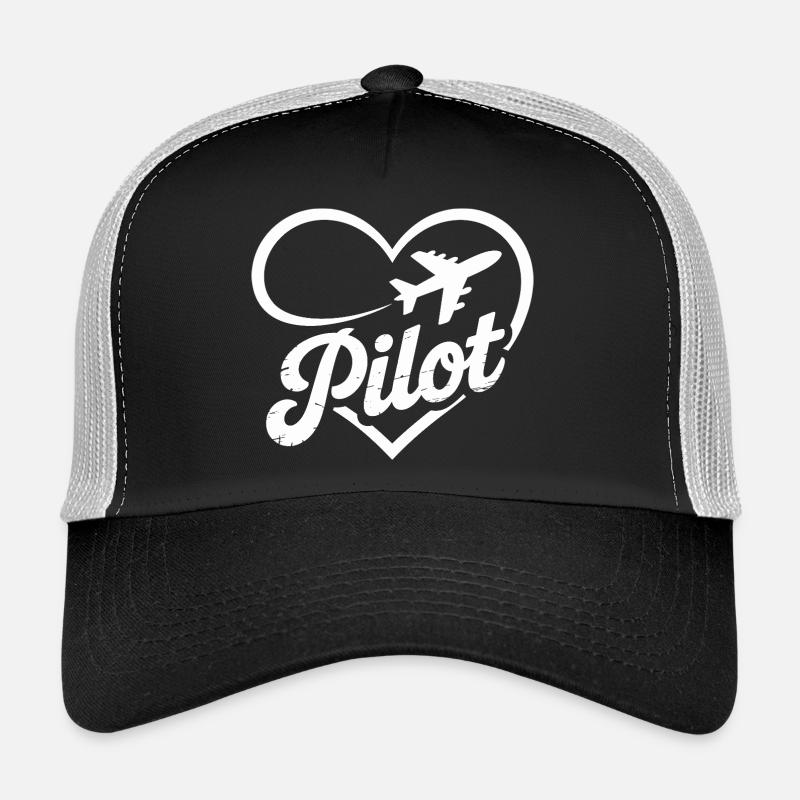 Pilot Herz Flugzeug Flugschein Trucker Cap