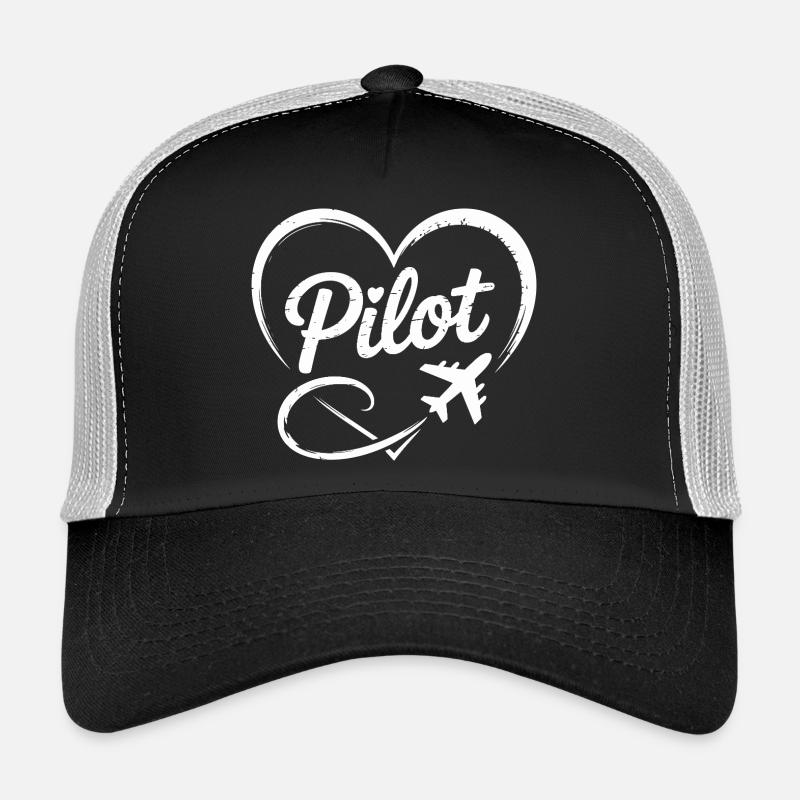 Pilot Herz Flugzeug Flugschein Trucker Cap