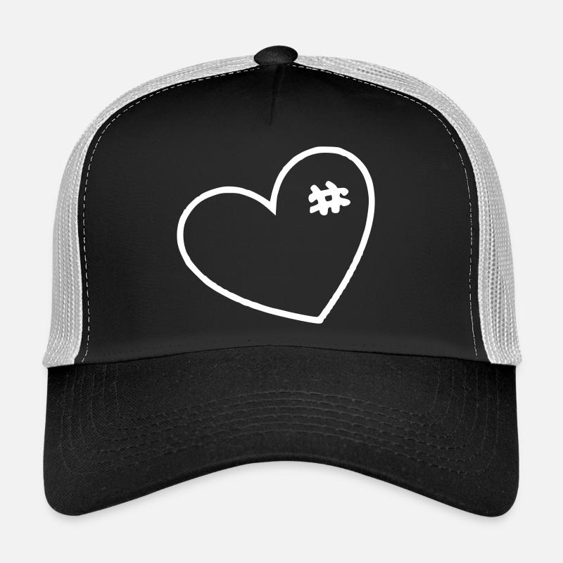 Coeur blanc avec points de suture Casquette trucker 