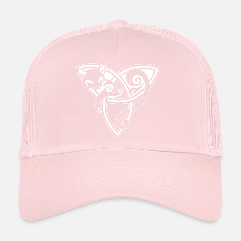 Chat blanc et symbole celte Casquette trucker 