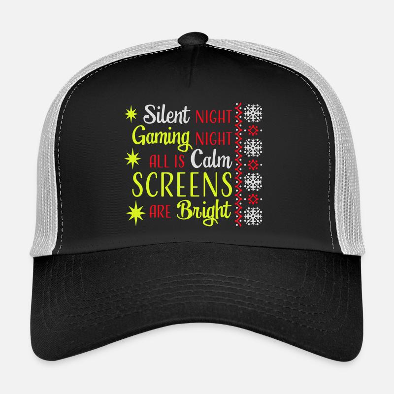 Silent Night Gaming Night All Calm Screens Bright Trucker Cap