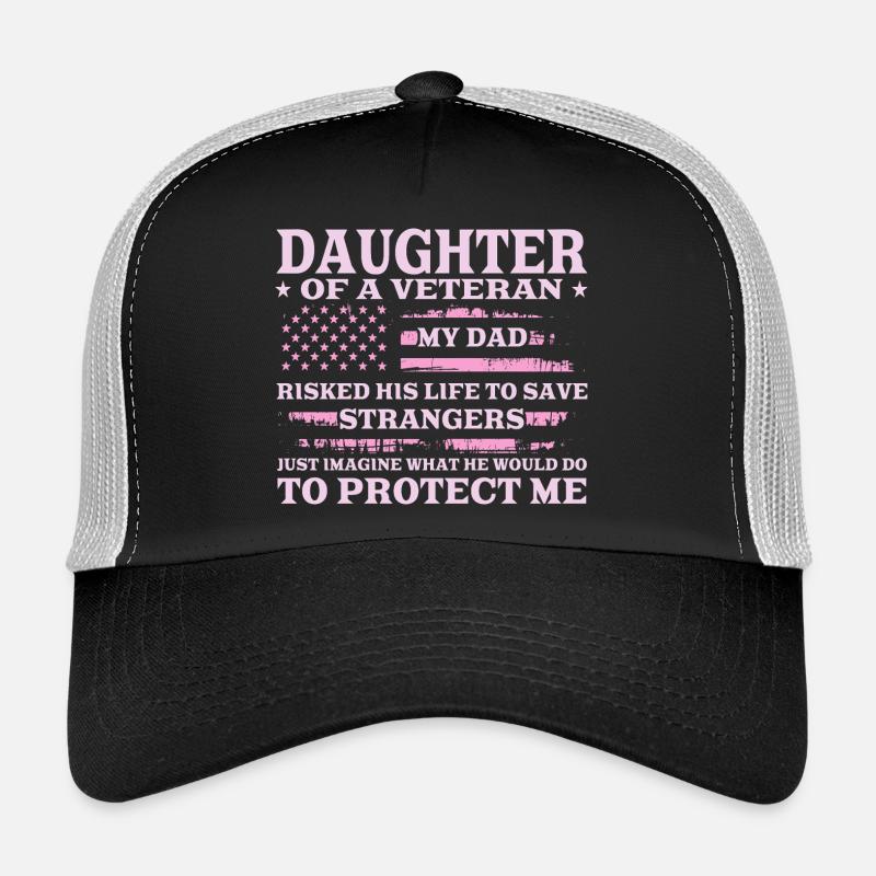 Fille d’un vétéran du drapeau américain avec un design rose Casquette trucker 