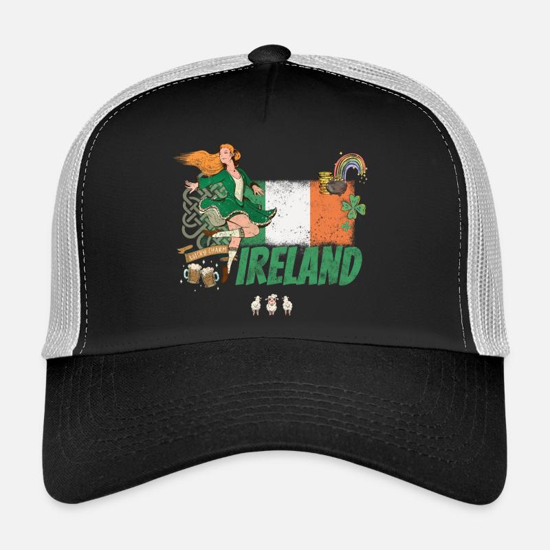 Un design irlandais avec drapeau souvenir de la Saint-Patrick Casquette trucker 