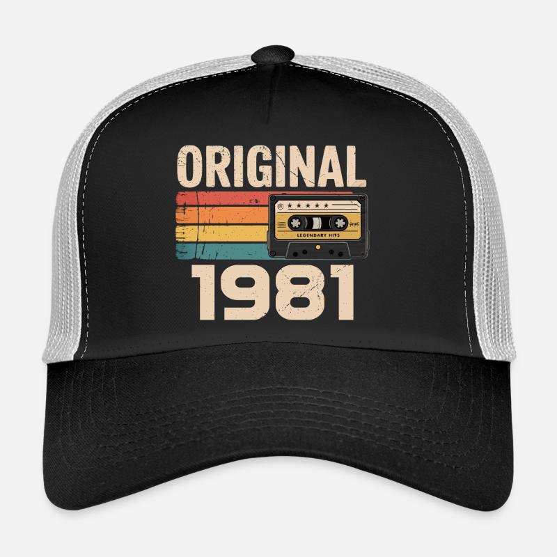 Originaler Retro-Geburtstag von 1981 Vintage 1981 - Trucker Cap - Schwarz/Steingrau