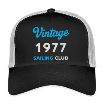 Vintage 1977 – Sailing Club Retro Geburtsjahr - Trucker Cap - Schwarz/Steingrau - Vorne