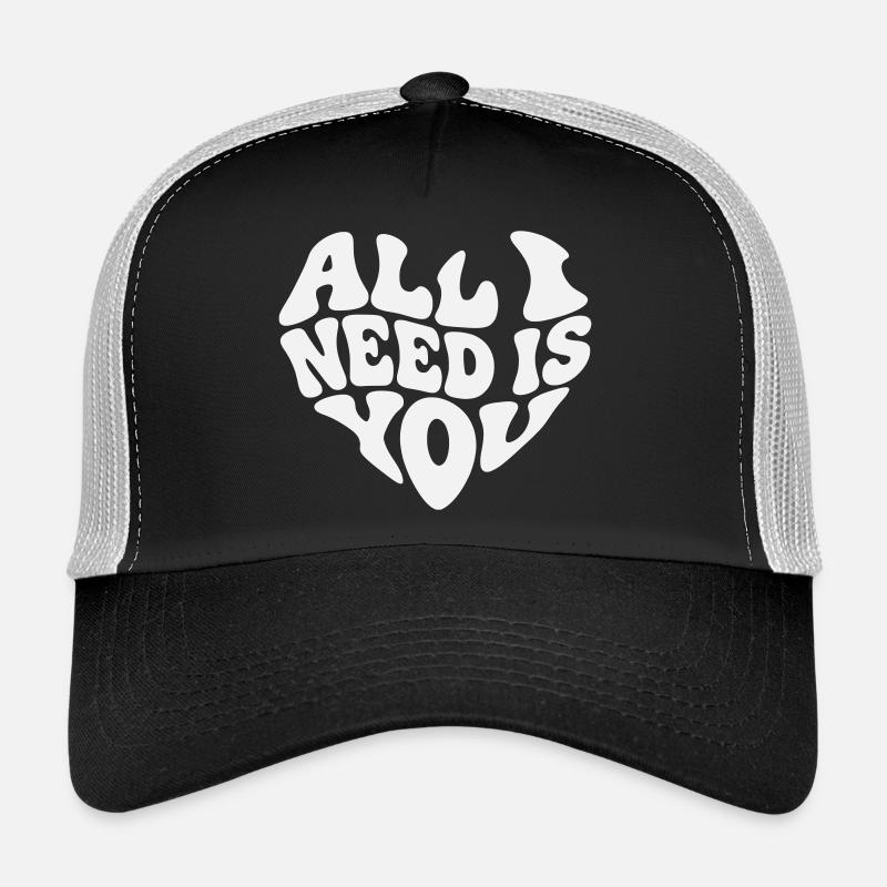 All I Need Is You - Valentine White Heart - Trucker Cap - black/stone grey