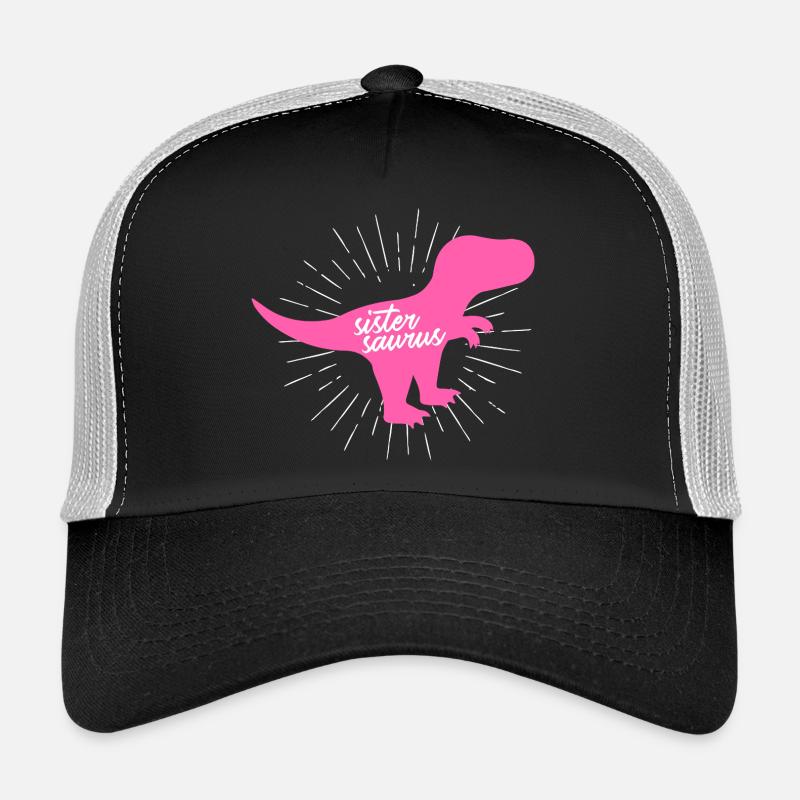 Sistersaurus Pink Dinosaur T-Rex Sibling Art Trucker Cap