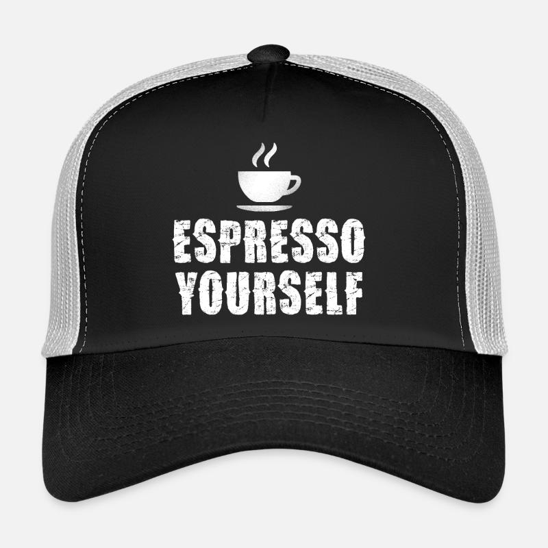 Espresso Yourself Typographic Cup Trucker Cap