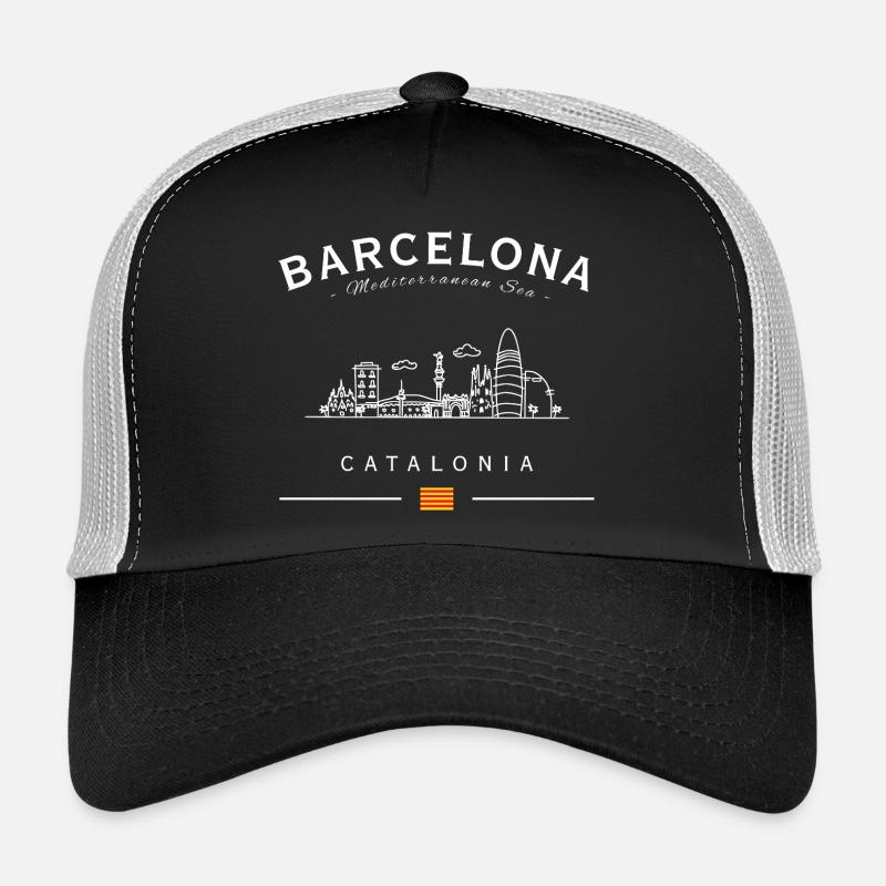 Silhouette de la Catalogne de la Skyline de Barcelone - Casquette trucker  - noir/gris pierre