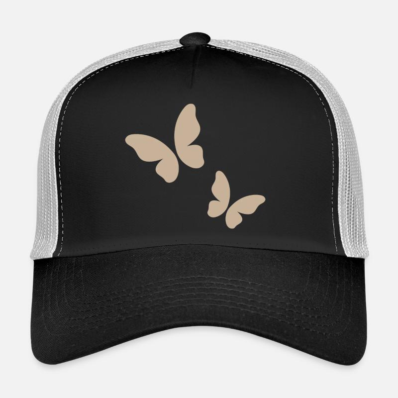 Beige Butterfly Pattern - Trucker Cap - black/stone grey