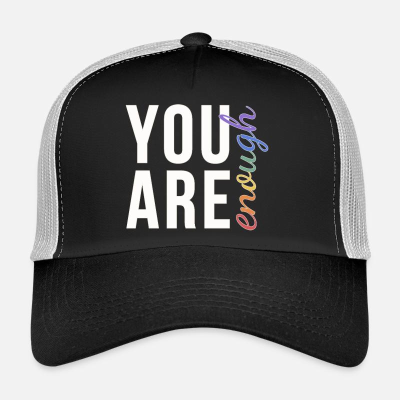 You Are Enough Typografie Regenbogen Pride - Trucker Cap - Schwarz/Steingrau