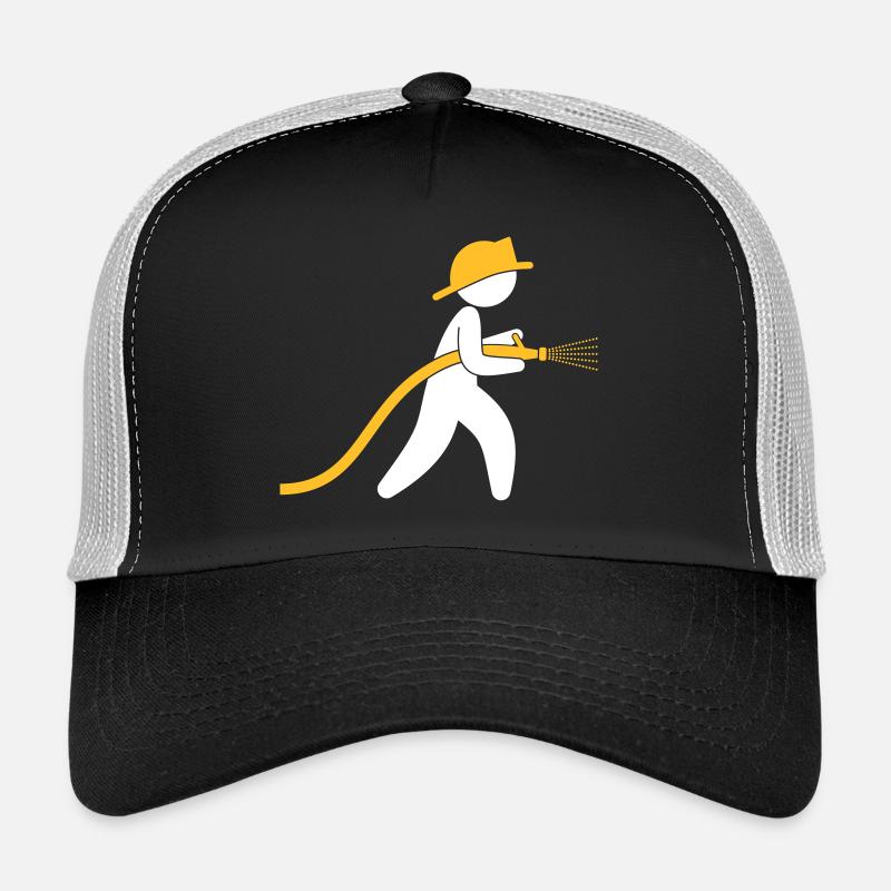 Ein Feuerwehrmann mit einem Wasserschlauch - Trucker Cap - Schwarz/Steingrau