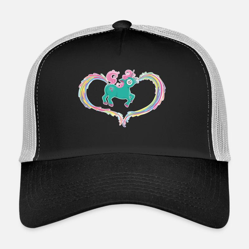 Einhorn Kotze Kacke Regenbogen - Trucker Cap - Schwarz/Steingrau