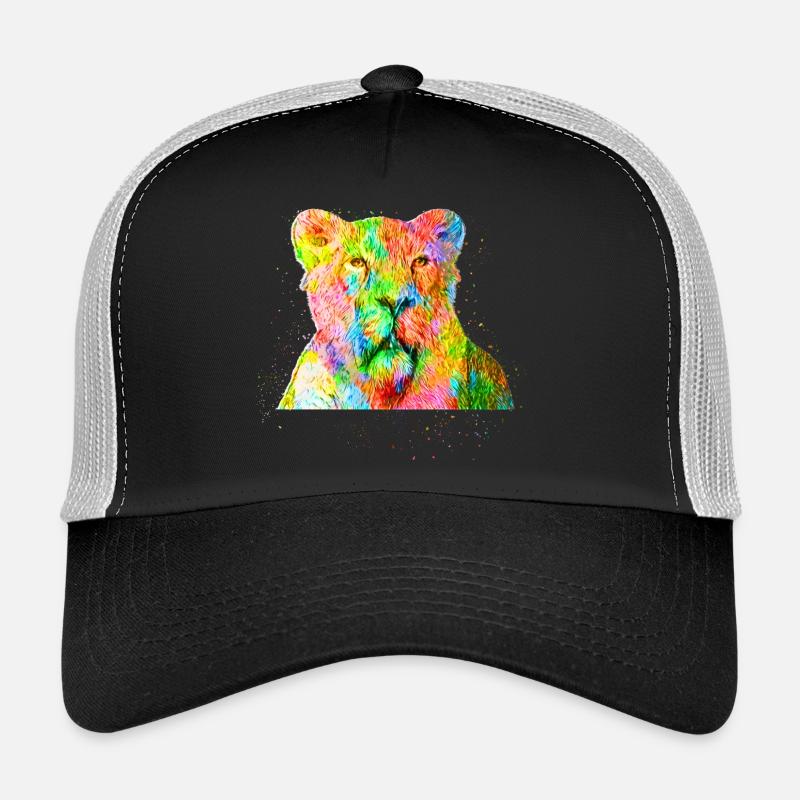 Regenbogenlöwe Aquarell - Trucker Cap - Schwarz/Steingrau