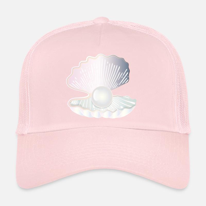 irisierende geöffnete Muschel mit großer Perle Trucker Cap