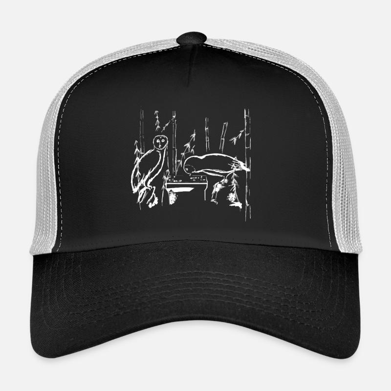 White Go Spieler Eule - Trucker Cap - Schwarz/Steingrau