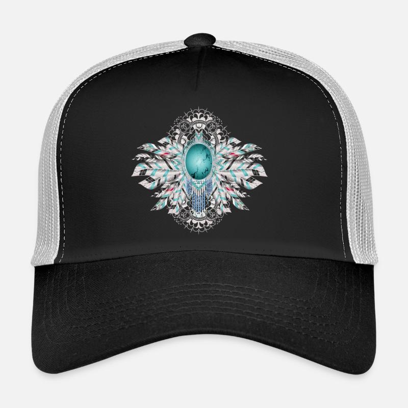 Plumes d’oiseau art avec turquoise dans le style ethno Casquette trucker 