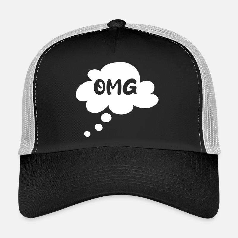 Saying OMG Cloud Thought Bubble Speech Bubble Simple Trucker Cap