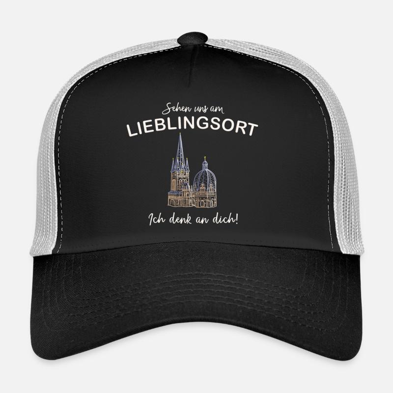 Ich denk an dich! Sehen uns, Aachener Dom - Trucker Cap - Schwarz/Steingrau