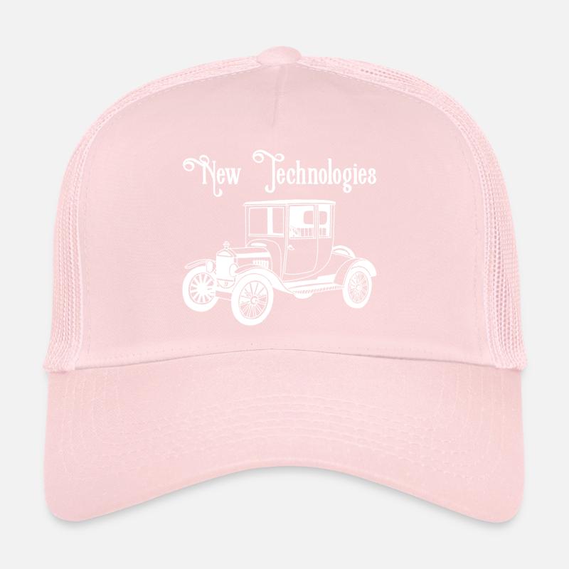 Weißes altes Oldtimer-Auto Trucker Cap