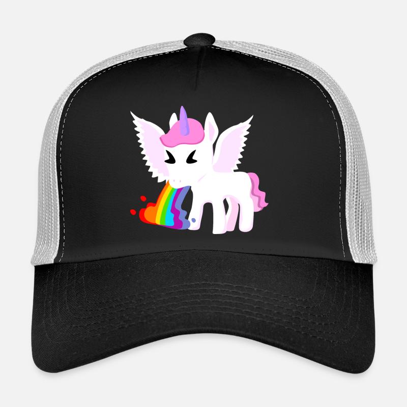 Einhorn Regenbogenspucke - Trucker Cap - Schwarz/Steingrau