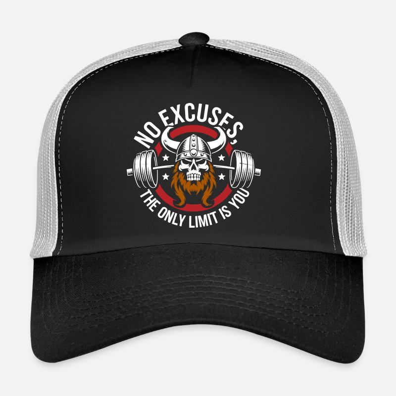 Wikinger Schädel Motivierende Gym Grafik - Trucker Cap - Schwarz/Steingrau