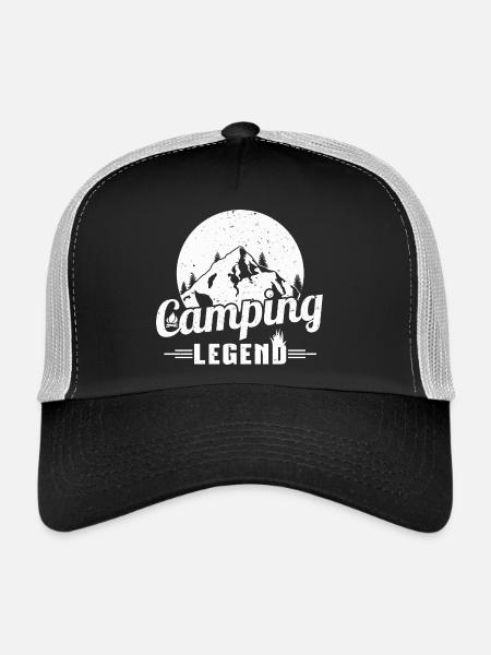 Mountain Camping Legend Design - Trucker Cap - black/stone grey - Front