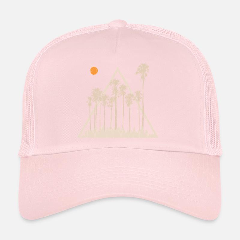palmiers Tropical Été Coucher de soleil Triangle Casquette trucker 
