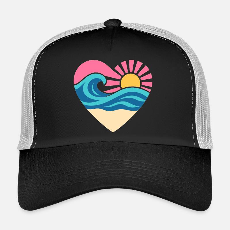 Summer Heart – Wave & Sunset - Trucker Cap - black/stone grey